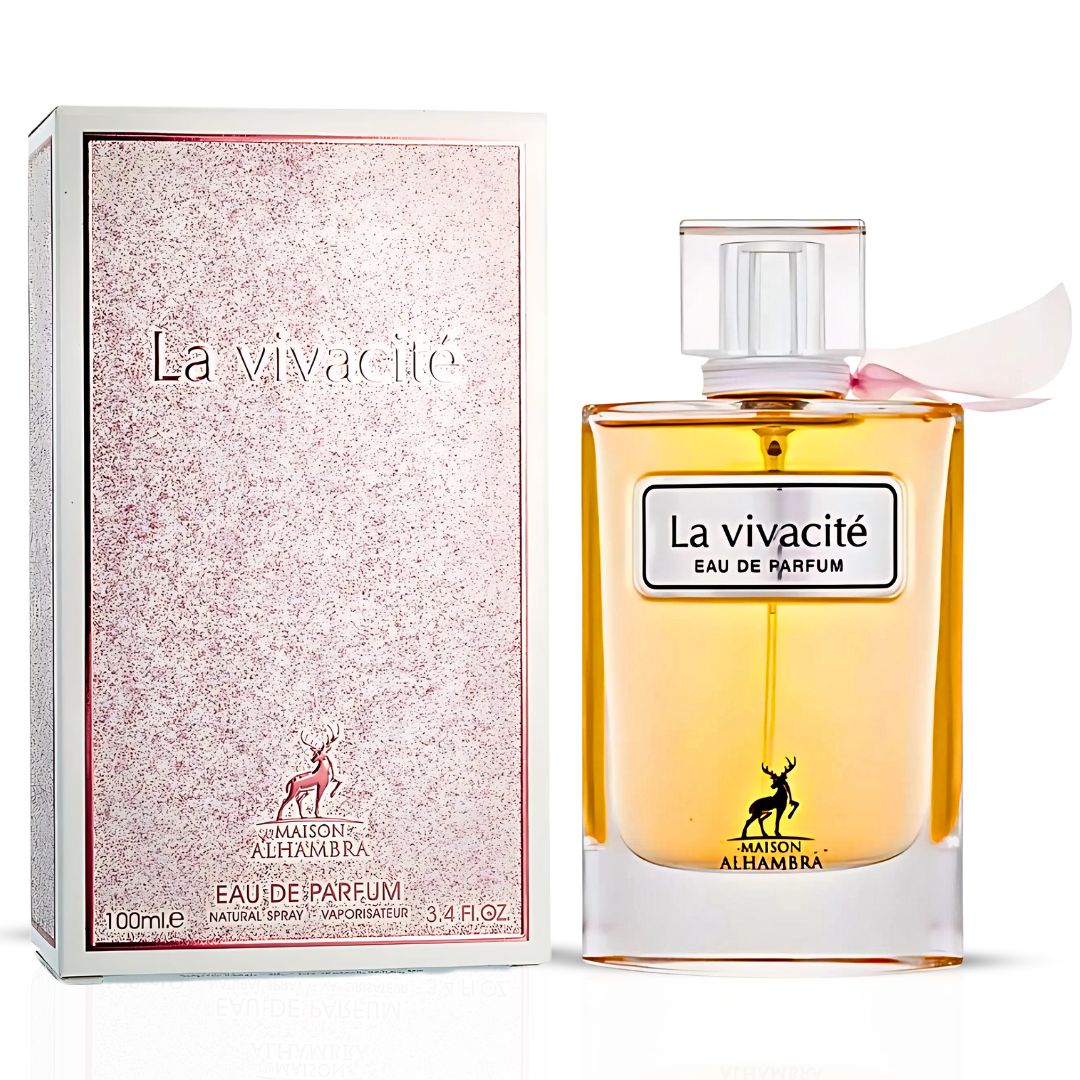 La Vivacité Eau De Parfum Spray 100ML (3.4 OZ) by Maison Alhambra | A Blend of Juicy Fruits, Elegant Florals, and Warm Vanilla.