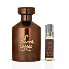 French Coffee EDP 100ML (3.4 OZ) & French Coffee Perfume Oil 6ML (0.2OZ) By Al Rehab | Sweet, Creamy, Spicy, Gourmand. (OPULENCE BUNDLE)