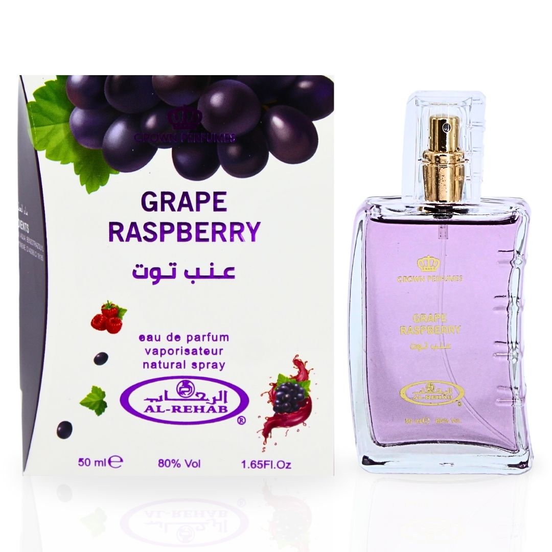 Grape Raspberry EDP Spray 50ML (1.7 OZ) By Al Rehab | Fruity, Floral, Sweet, Vibrant Fragrance.