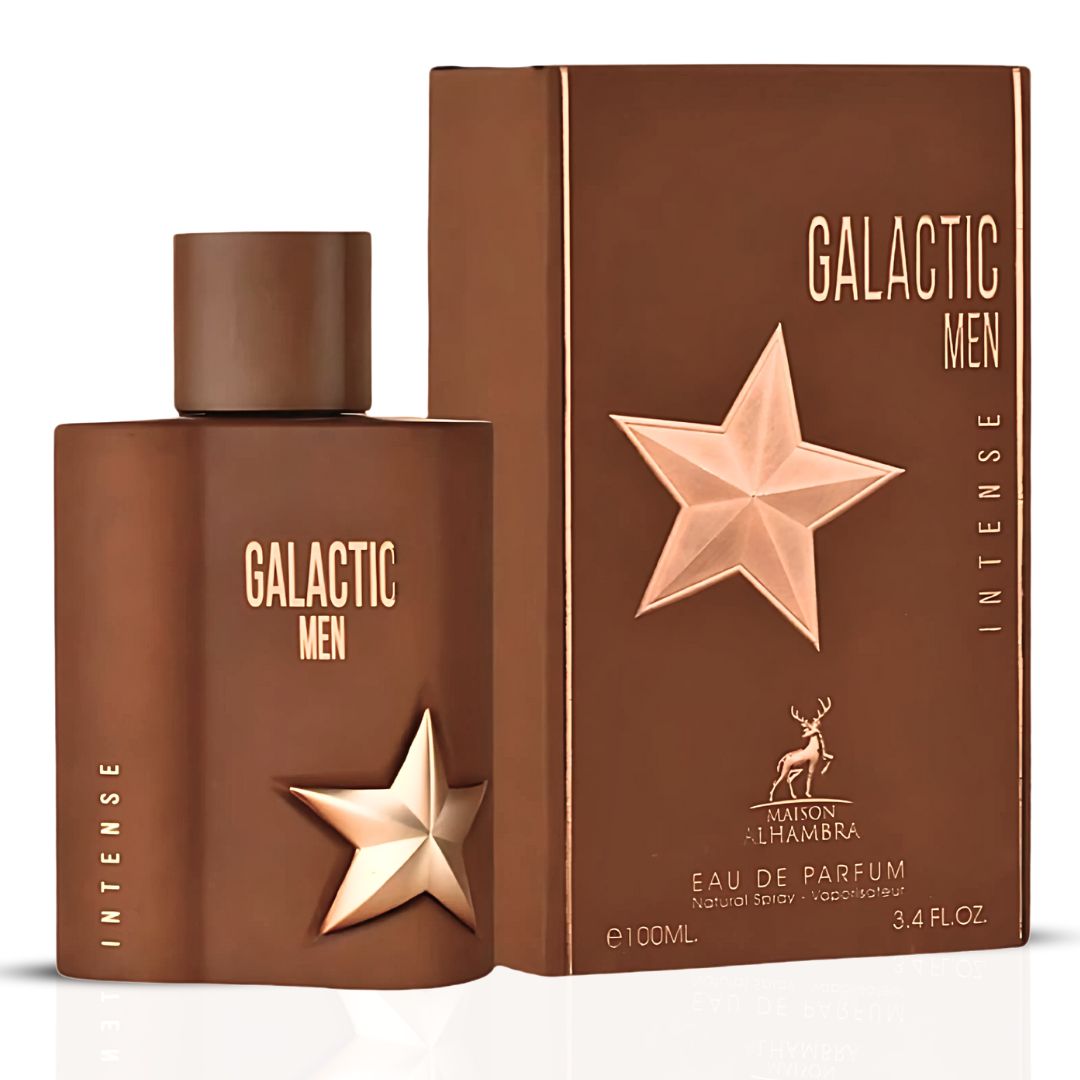 Galactic Men Intense Eau De Parfum Spray 100ML (3.4 OZ) by Maison Alhambra | A Cozy, Sweet & Smoky Blend with Rich Vanilla, Cacao & Resinous Warmth.