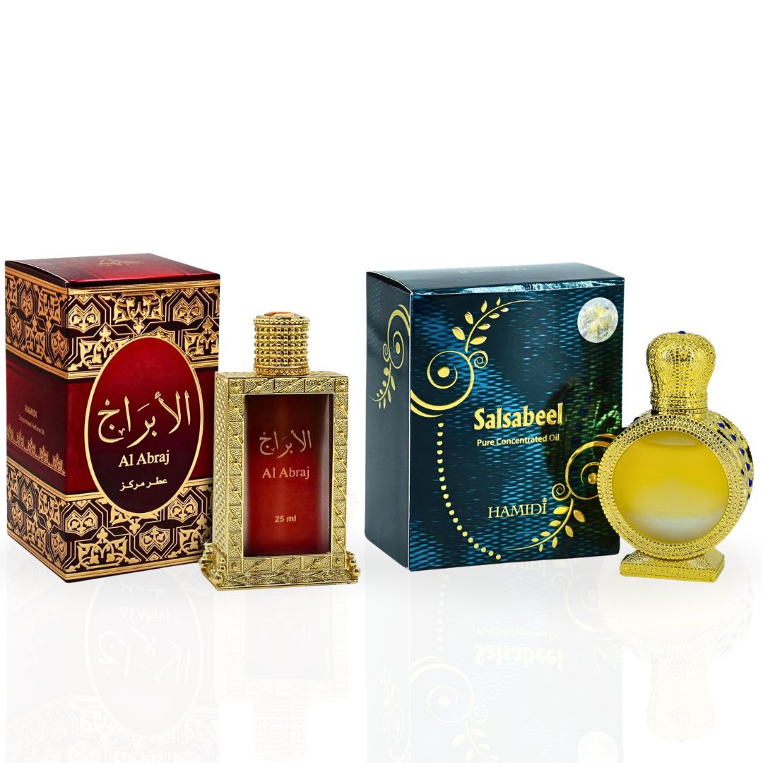AL ABRAJ & SALSABEEL Perfume Oils CPO 25ML (0.8 OZ) By Hamidi | Exquisite Arabian Fragrances. (ULTIMATE BUNDLE) - Intense Oud