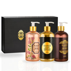 3PCS Luxury Body Lotion Trio Gift Set Magnetic Box By Hamidi | Ultra Moisturizing, Skin-Nourishing, Replenishes Dry Skin. (Pack of 3) - Intense Oud