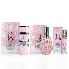 YARA Eau De Parfum Spray 100ML, EDP Spray 50ML & Roll-On Perfume Oil 10ML - For Women by Lattafa. (ELEGANT COLLECTION)