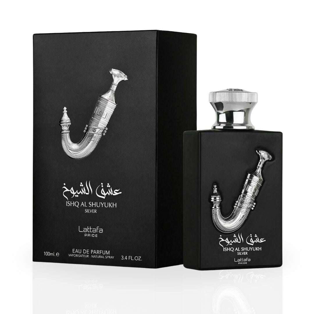 Ishq Al Shuyukh Silver EDP - 100mL (3.4 oz) by Lattafa Pride - Intense Oud