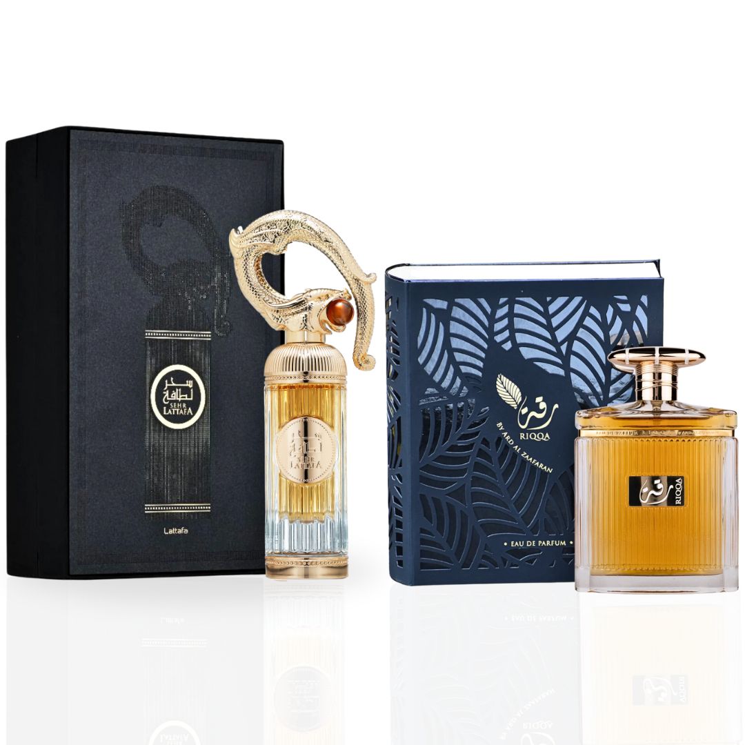 Sehr EDP Spray 100ML (3.4 OZ) By Lattafa & Riqqa EDP Spray 100ML (3.4 OZ) By Ard Al Zaafaran | Long Lasting & Luxurious Blend Of Spicy, Floral, Sweet Fragrances. (PRESTIGE BUNDLE)