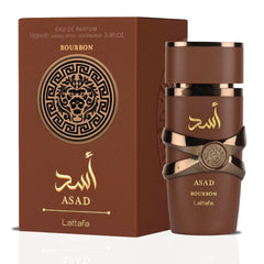 Asad Bourbon Eau De Parfum Spray 100ML (3.4 OZ) By Lattafa | A Rich & Inviting Scent That Blends Spicy, Sweet & Warm Notes For A Sensual Finish.