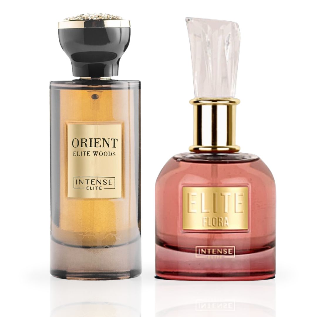 Orient Elite Woods For Men & Elite Flora For Women - EDP Spray 100ML (3.4 OZ) By INTENSE ELITE | Long Lasting & Refreshing Fragrances. (AMAZING BUNDLE)