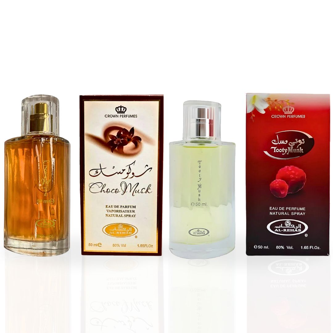 Choco Musk & Tooty Musk - EDP Sprays 50ML by Al Rehab | Indulge In Creamy Cocoa And Fruity Bliss Scents! (BUNDLE)