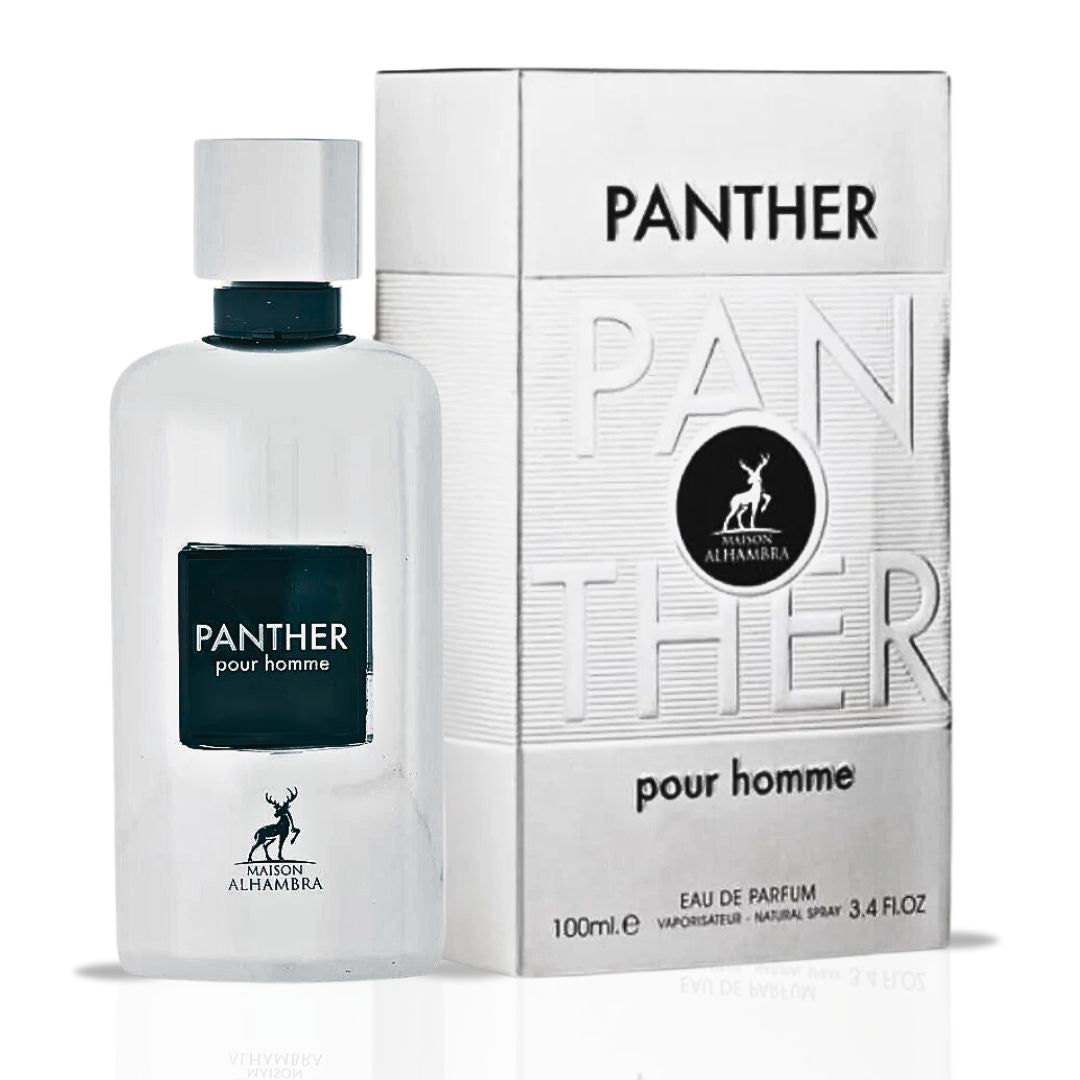 Panther Pour Homme Eau De Parfum Spray 100ML (3.4 OZ) By Maison Alhambra | Long Lasting, Citrusy, Fresh Spicy Fragrance.