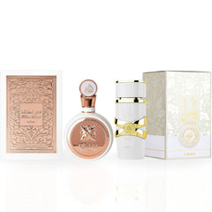 Yara Moi & Fakhar For Women EDP Sprays 100ML (3.4 OZ) By Lattafa | Two Fragrances To Match Every Mood. (GLAMOUR BUNDLE)