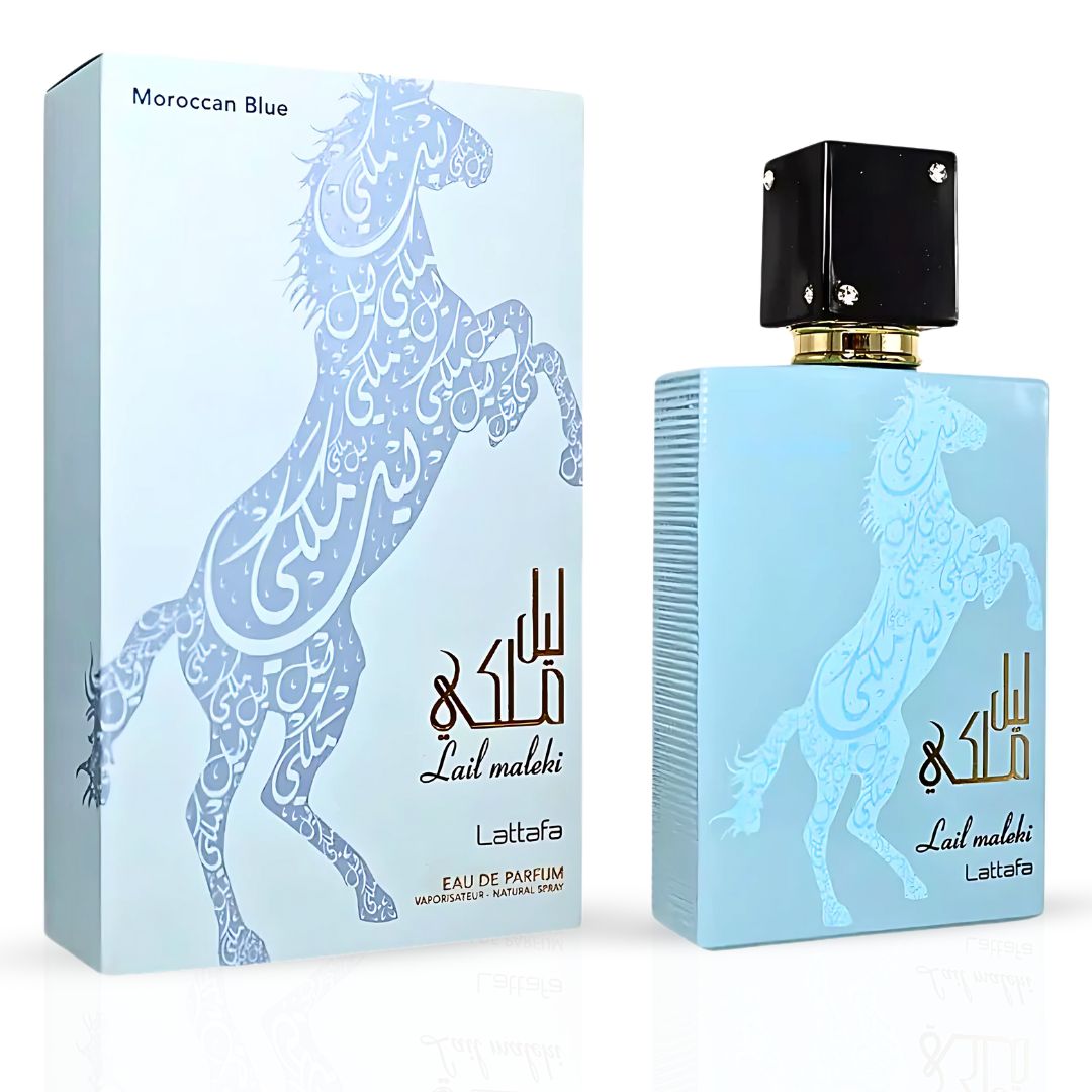 Lail Maleki Moroccon Blue Eau De Parfum Spray 100ML (3.4 OZ) By Lattafa | A Blend Of Citrus, Warm Florals & Woody Oud For A Lasting Impression.