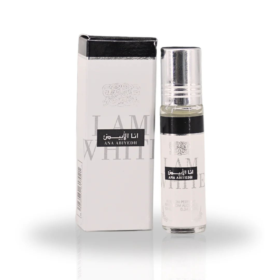 Ana Abiyedh Roll-On Perfume Oil - CPO 10ML (0.34OZ) by Ard Al Zaafaran | Long Lasting, Miniature Perfume Oil For Men & Women.