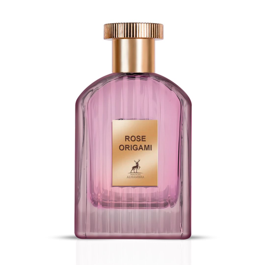 Rose Origami Eau De Parfum Spray 100ML (3.4 OZ) by Maison Alhambra | A Captivating Blend of Rose, Coffee & Sandalwood with a Touch of Spice & Warmth.