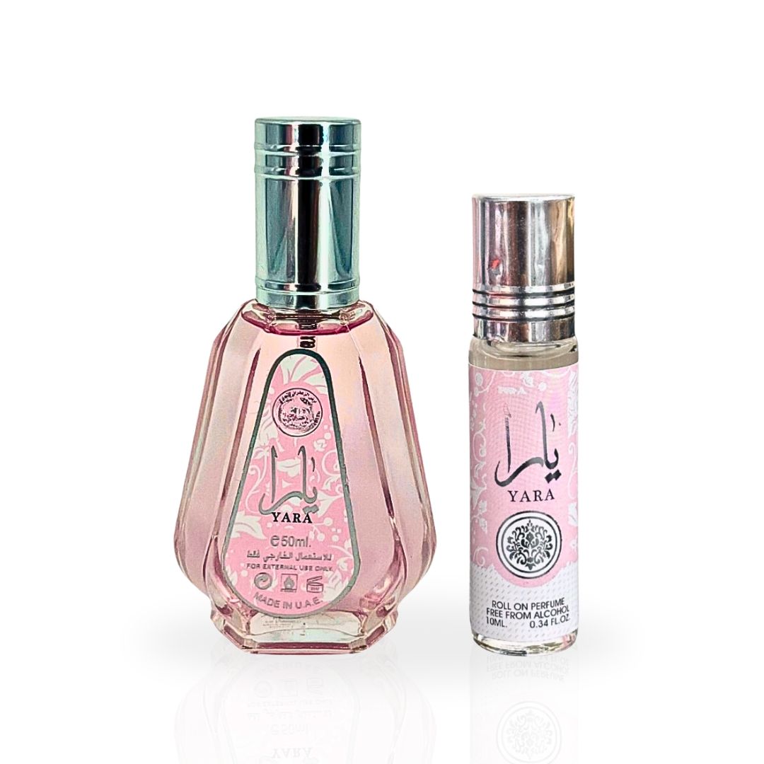 Yara EDP Spray 50 ML (1.7 OZ) & Yara Roll-On Perfume Oil CPO - 10ML (0.34 OZ) By Ard Al Zaafaran | Experience the Floral Elegance. (MAJESTIC BUNDLE)