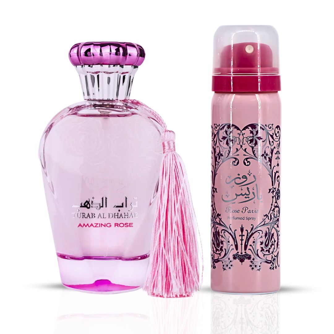 Turab Al Dhahab Amazing Rose Eau De Parfum Spray 100ML (3.4 OZ) With Perfumed Spray 50ML (1.6 OZ) By Ard Al Zaafaran | A Vibrant Fusion Of Zesty Citrus, Lush Florals & Soft Sweetness.