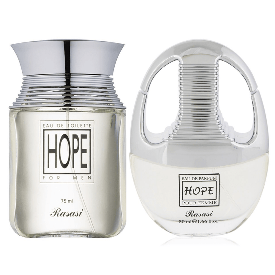 Hope EDP (Couple Set) Men & Women - 75 & 50 ML (3.4 oz) by Rasasi - Intense oud