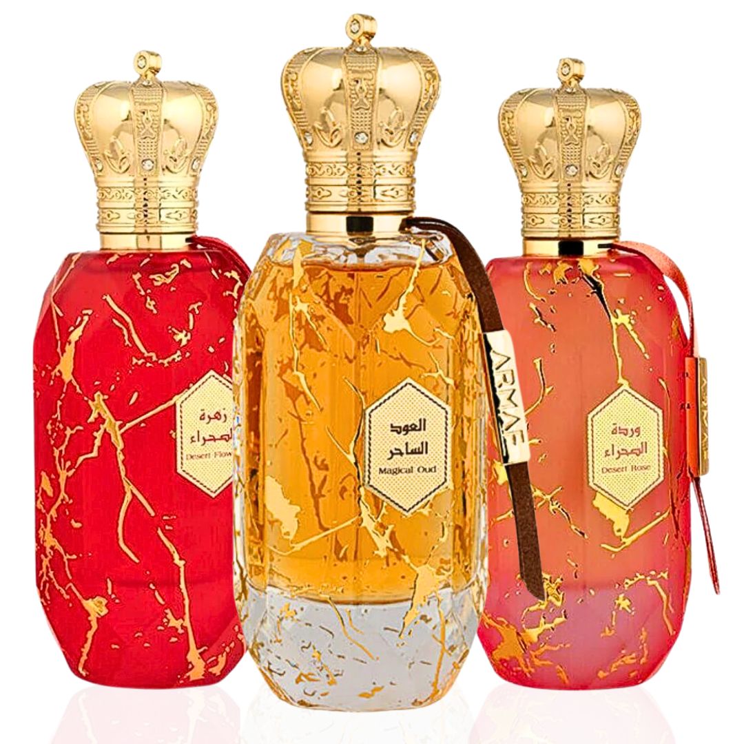 Armaf Eter Magical Oud, Desert Rose & Desert Flower EDP Spray 100ML (3.4 OZ) By Armaf | A Trio Of Scents To Elevate Your Essence. (IRRESISTBLE BUNDLE) - Intense Oud