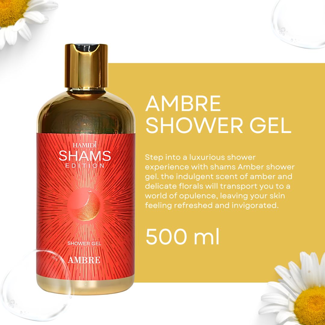 Hamidi Shams Edition Ambre Shower Gel 500ml (16.9 OZ) By Hamidi | Ultra Moisturizing, Skin-Nourishing, Sulfate & Paraben Free.