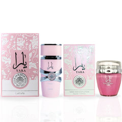 Yara For Women EDP Spray 100ML (3.4 OZ) by Lattafa  & Yara Hand & Body Lotion 45ML by Ard Al Zaafaran (SENSATIONAL BUNDLE)