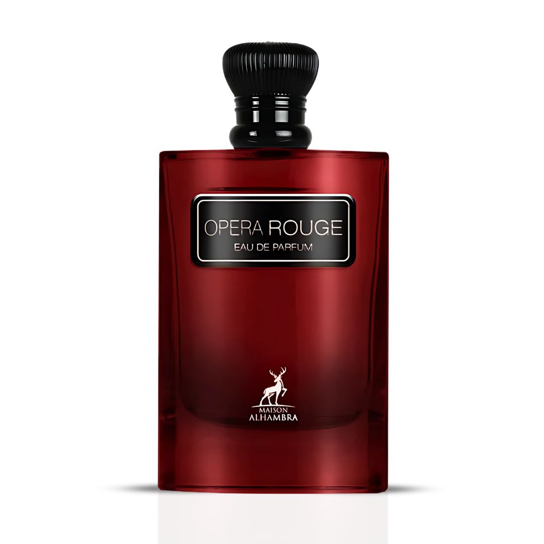 Opera Rouge Eau De Parfum Spray 100ML (3.4 OZ) by Maison Alhambra | A Playful Blend of Fruity, Floral, & Creamy Warmth.