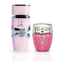 Yara For Women EDP Spray 100ML (3.4 OZ) by Lattafa  & Yara Hand & Body Lotion 45ML by Ard Al Zaafaran (SENSATIONAL BUNDLE)