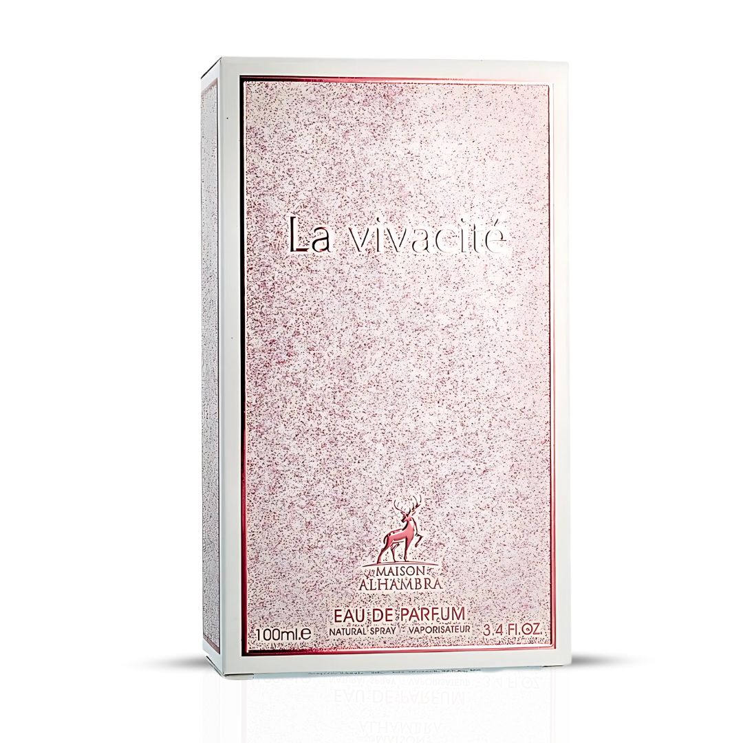 La Vivacité Eau De Parfum Spray 100ML (3.4 OZ) by Maison Alhambra | A Blend of Juicy Fruits, Elegant Florals, and Warm Vanilla.