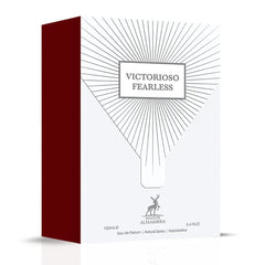 Victorioso Fearless Eau De Parfum Spray 100ML (3.4 OZ) by Maison Alhambra | A Warm, Spicy Blend of Fruit, Florals, and Woods for Cozy Elegance.