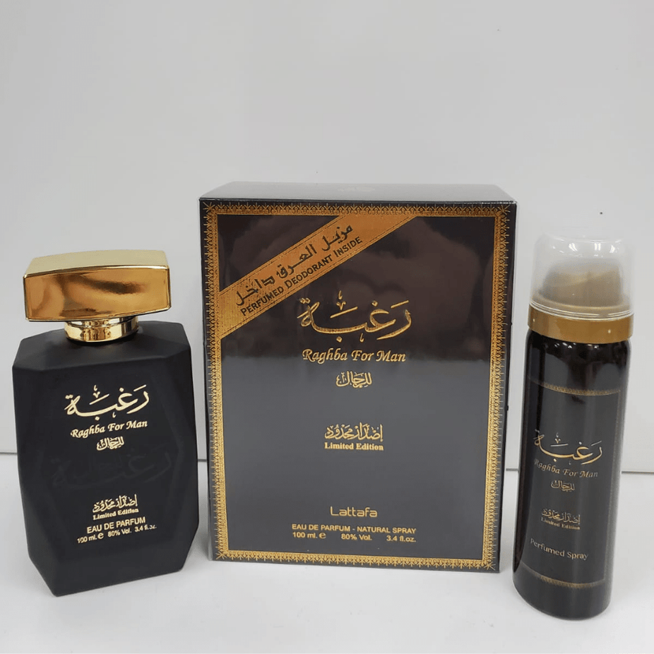 Raghba for Men EDP-100ML(3.4oz) w/ Deo by Lattafa - Intense oud