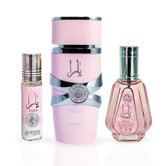 YARA Eau De Parfum Spray 100ML, EDP Spray 50ML & Roll-On Perfume Oil 10ML - For Women by Lattafa. (ELEGANT COLLECTION)