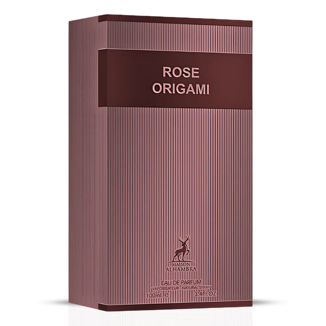 Rose Origami Eau De Parfum Spray 100ML (3.4 OZ) by Maison Alhambra | A Captivating Blend of Rose, Coffee & Sandalwood with a Touch of Spice & Warmth.