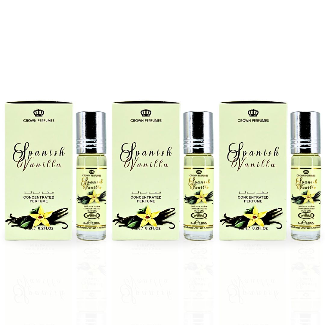 Spanish Vanilla Perfume Oil CPO 6ML (0.2 OZ) By Al Rehab | Long Lasting, Sweet Vanilla Scent. (PACK OF 3)