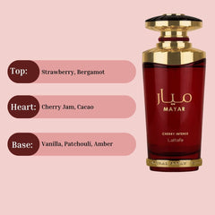 Lattafa Mayar Cherry Intense Eau de Parfum Spray 100ML (3.4 OZ) By Lattafa. (VELVET POUCH)