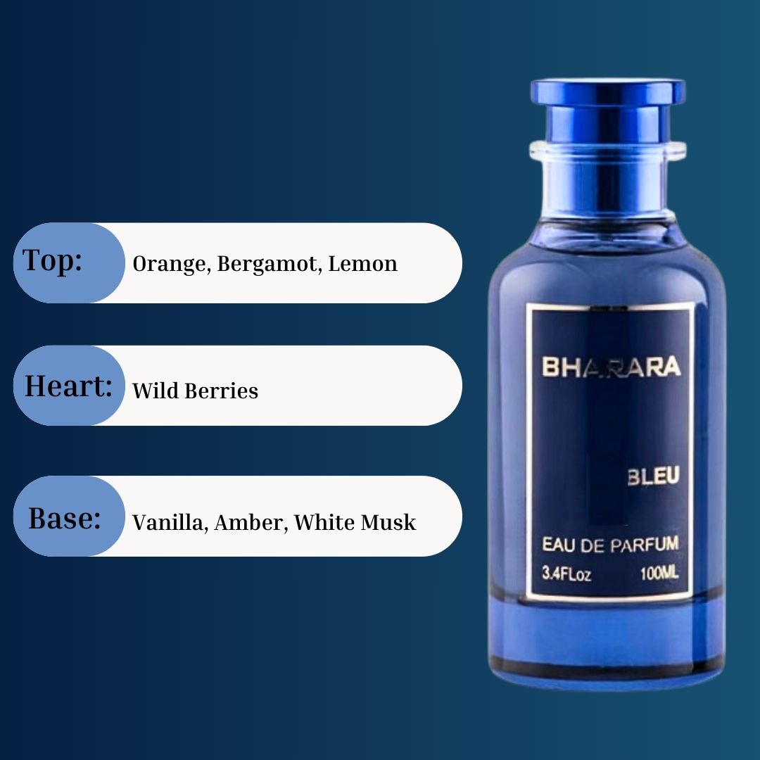 Bharara Bleu Pour Homme EDP Spray 100ML (3.4 OZ) By BHARARA | Fresh Citrus Meets Sweet Berries.