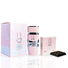 Yara For Women EDP Spray 100ML (3.4 OZ) by Lattafa & Yara Bukhoor 40 GMS By Ard Al Zaafaran. (ENCHANTED BUNDLE)