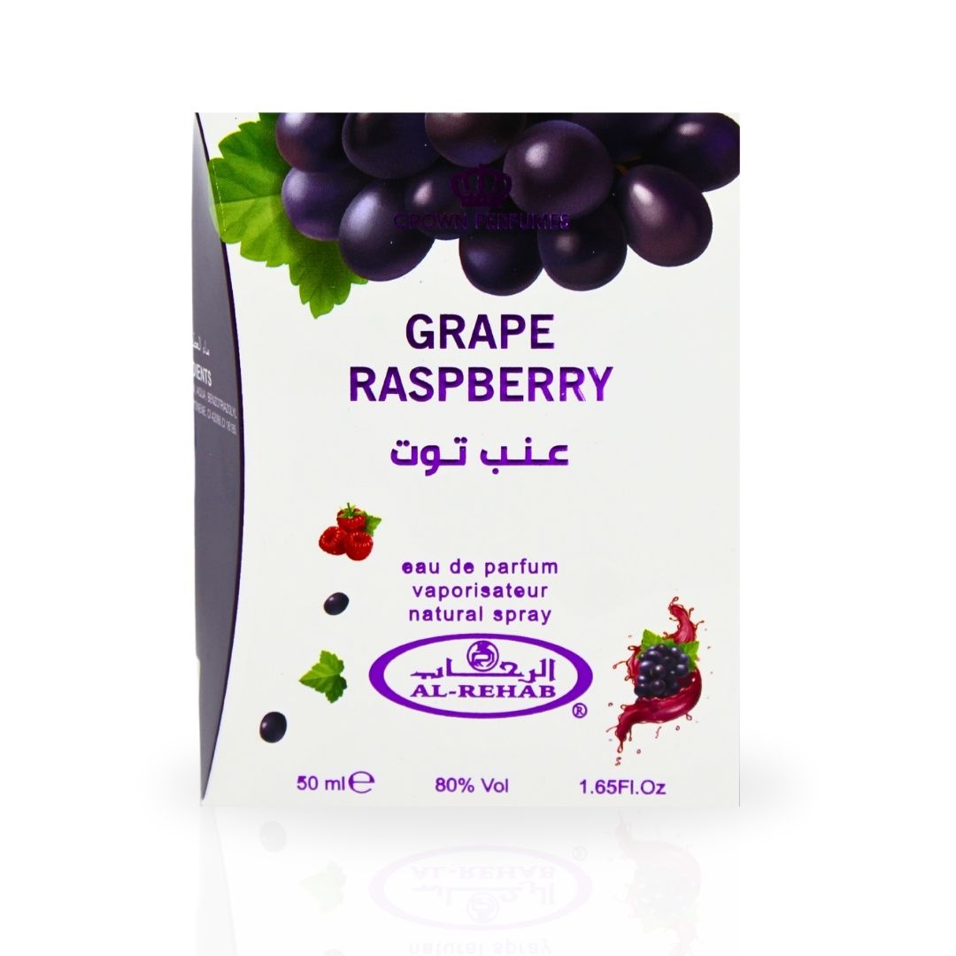 Grape Raspberry EDP Spray 50ML (1.7 OZ) By Al Rehab | Fruity, Floral, Sweet, Vibrant Fragrance.