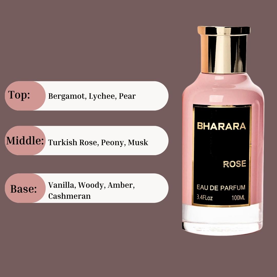 Bharara Rose EDP Spray 100ML (3.4 OZ) By BHARARA (VELVET POUCH)