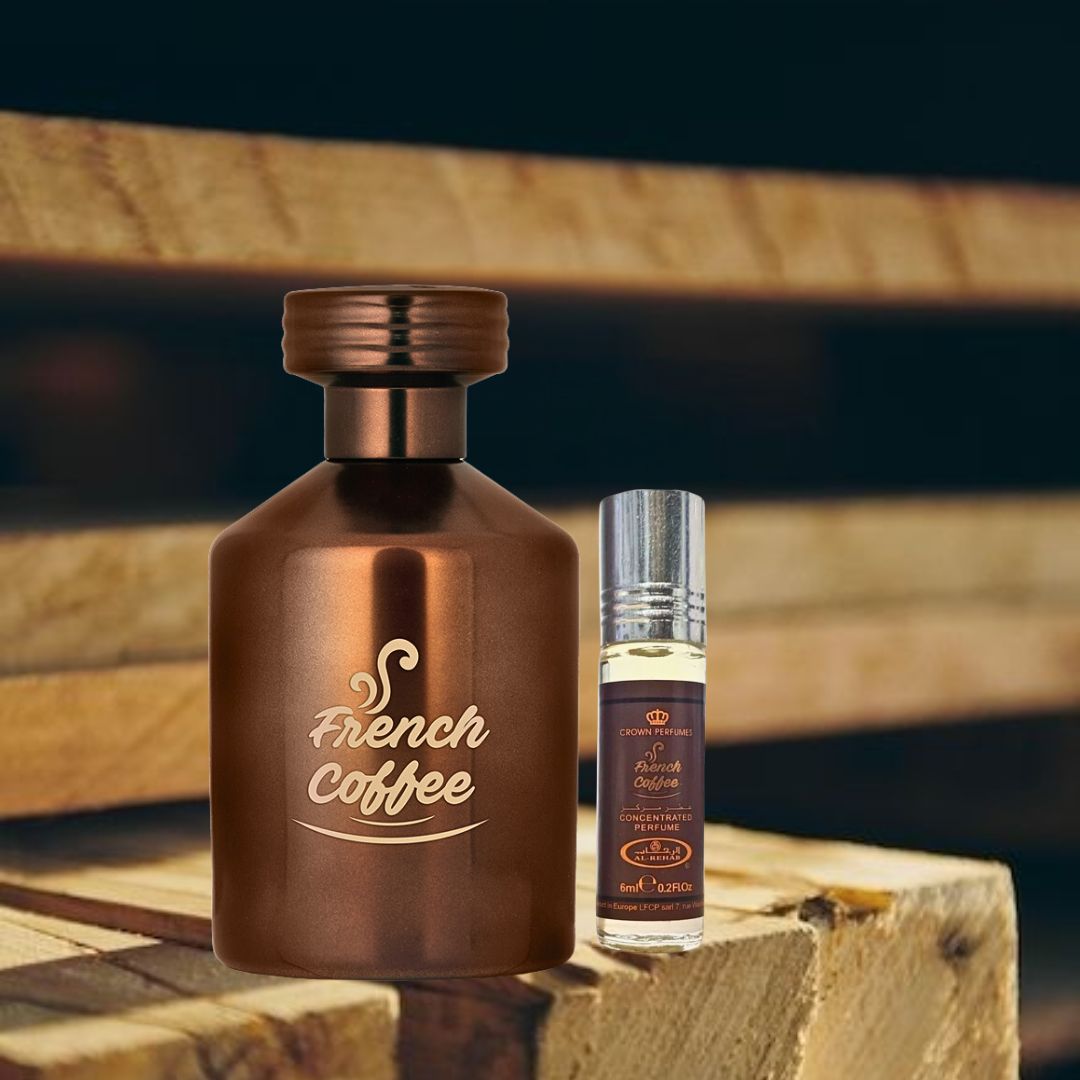 French Coffee EDP 100ML (3.4 OZ) & French Coffee Perfume Oil 6ML (0.2OZ) By Al Rehab | Sweet, Creamy, Spicy, Gourmand. (OPULENCE BUNDLE)