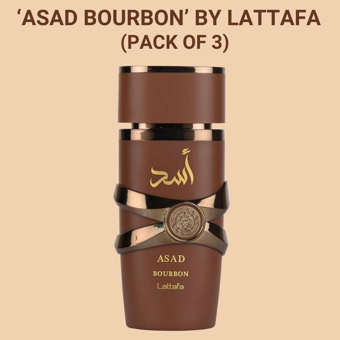 Asad Bourbon Eau De Parfum Spray 100ML (3.4 OZ) By Lattafa | A Rich & Inviting Scent That Blends Spicy, Sweet & Warm Notes For A Sensual Finish. (PACK OF 3)