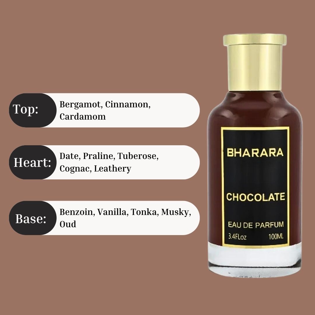 Bharara Chocolate EDP Spray 100ML (3.4 OZ) By BHARARA | A Rich Gourmand Masterpiece With Sweet Spice.