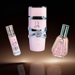 YARA Eau De Parfum Spray 100ML, EDP Spray 50ML & Roll-On Perfume Oil 10ML - For Women by Lattafa. (ELEGANT COLLECTION)