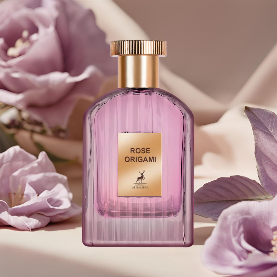 Rose Origami Eau De Parfum Spray 100ML (3.4 OZ) by Maison Alhambra | A Captivating Blend of Rose, Coffee & Sandalwood with a Touch of Spice & Warmth.