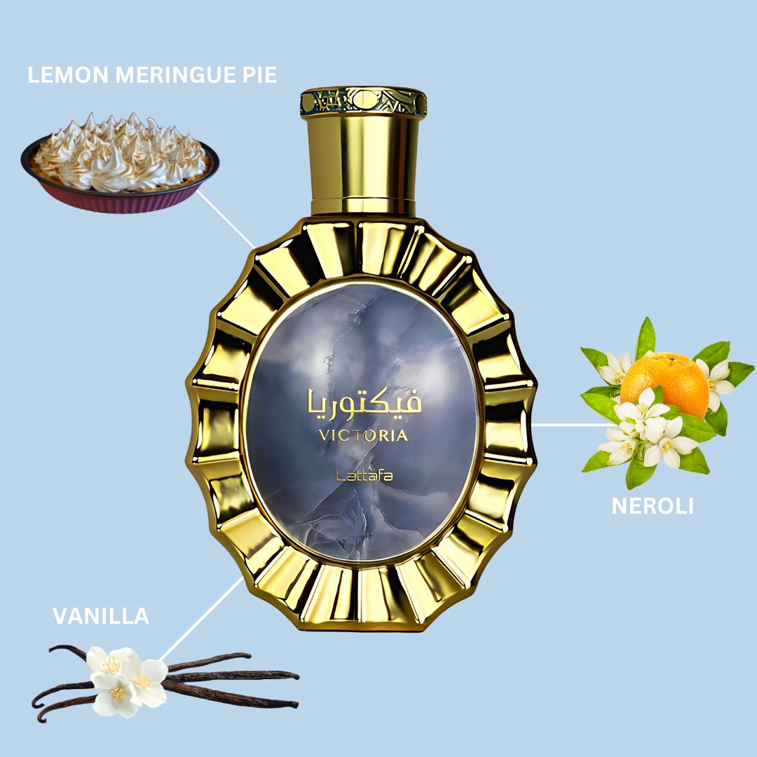 Victoria Eau de Parfum Spray 100ML (3.4 OZ) By Lattafa | A Playful Fusion Of Zesty Lemon, Soft Neroli & Vanilla For A Sweet Aroma.