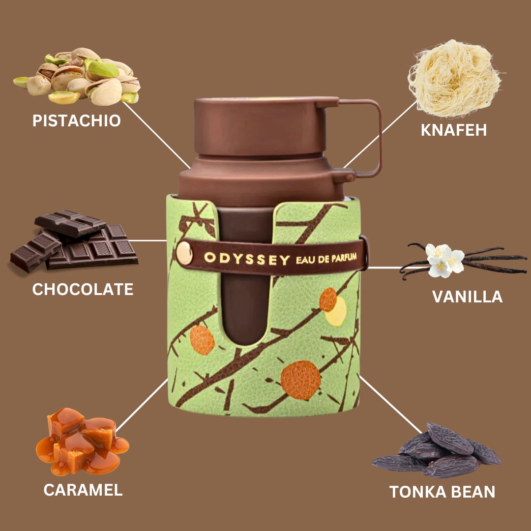 Odyssey Dubai Chocolat Gourmand Edition Eau De Parfum Spray 100ML (3.4 OZ) by Armaf | A Sweet, Nutty Blend of Coffee, Pistachio & Caramel with Rich Chocolate & Vanilla.