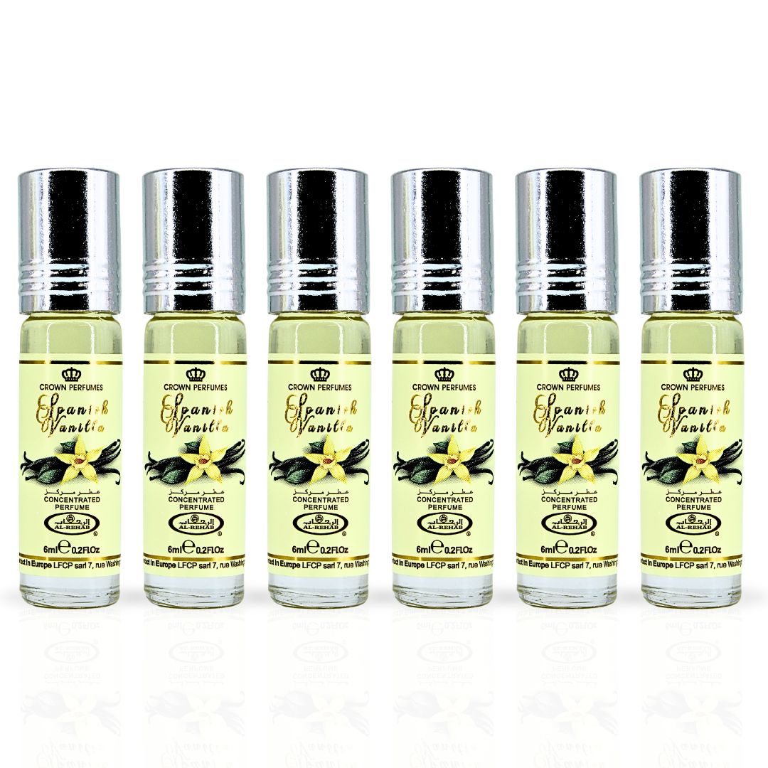Spanish Vanilla Perfume Oil CPO 6ML (0.2 OZ) By Al Rehab | Long Lasting, Sweet Vanilla Scent. (BOX OF 6) - Intense Oud