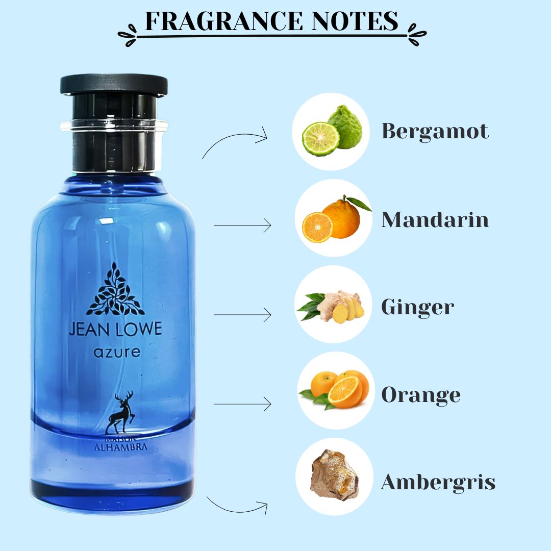 Jean Lowe Azure Eau De Parfum Spray 100ML (3.4 OZ) By Maison Alhambra | A Bright, Citrusy Fragrance With A Spicy Finish.