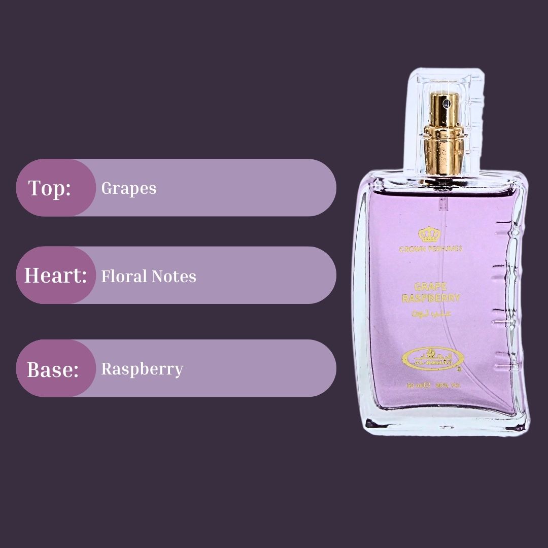 Grape Raspberry EDP Spray 50ML (1.7 OZ) By Al Rehab | Fruity, Floral, Sweet, Vibrant Fragrance.