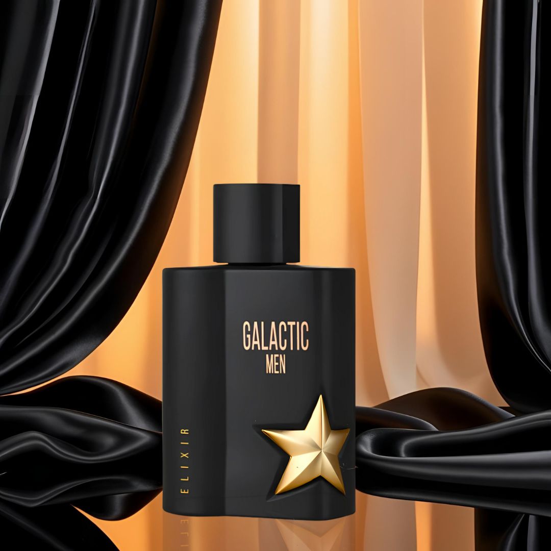 Galactic Men Elixir Eau De Parfum Spray 100ML (3.4 OZ) by Maison Alhambra | A Smoky, Sweet Blend of Tobaco, Honey, and Amber for a Rich, Sensual Finish.