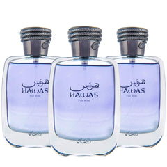 Hawas For Him EDP Spray 100ML (3.4 OZ) By Rasasi | Long Lasting and Luxurious Scents for Men. (PACK OF 3)