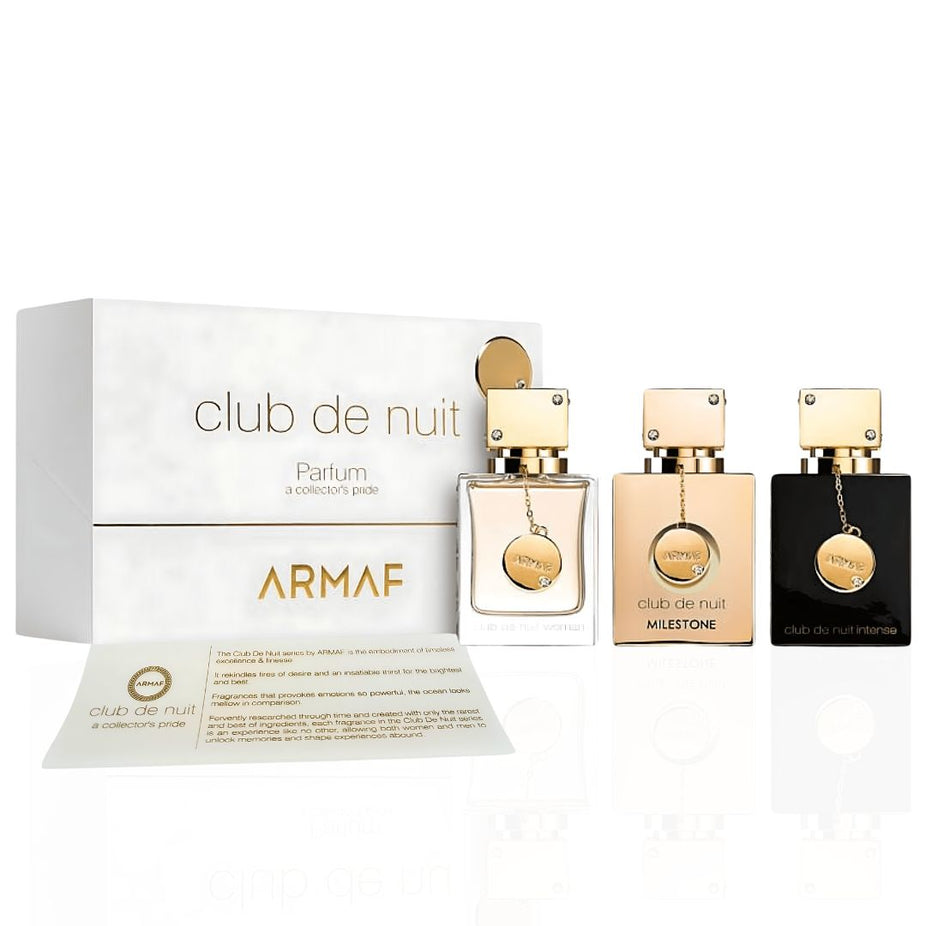 3PC Club De Nuit For Women Collector's Pride Parfum Gift Set - EDP Sprays 30ML (1 OZ) By Armaf | Luxurious Collection Of Miniature Parfum Sprays.