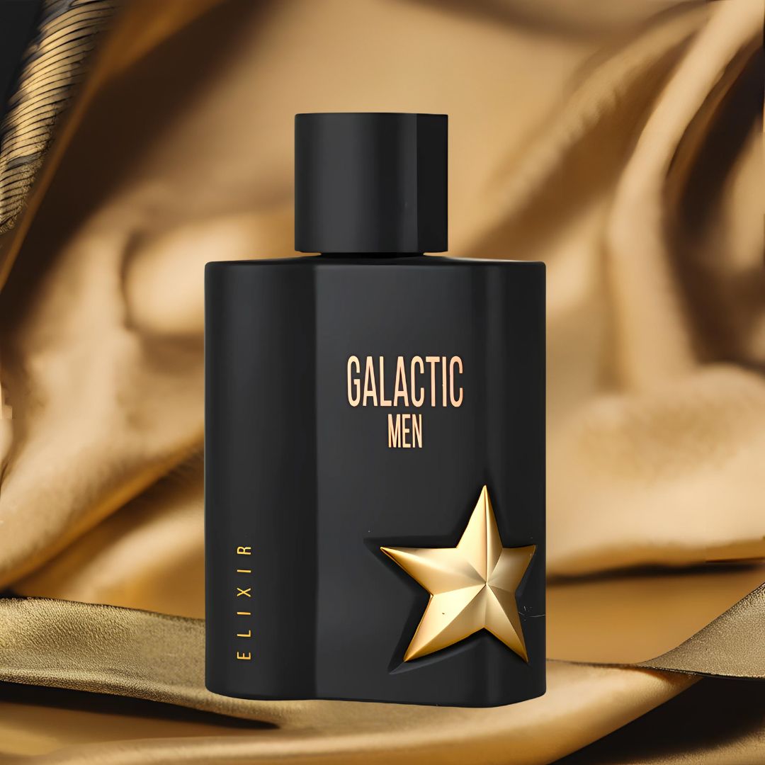 Galactic Men Elixir Eau De Parfum Spray 100ML (3.4 OZ) by Maison Alhambra | A Smoky, Sweet Blend of Tobaco, Honey, and Amber for a Rich, Sensual Finish.